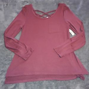 Wine Colored Top with Criss Cross Back